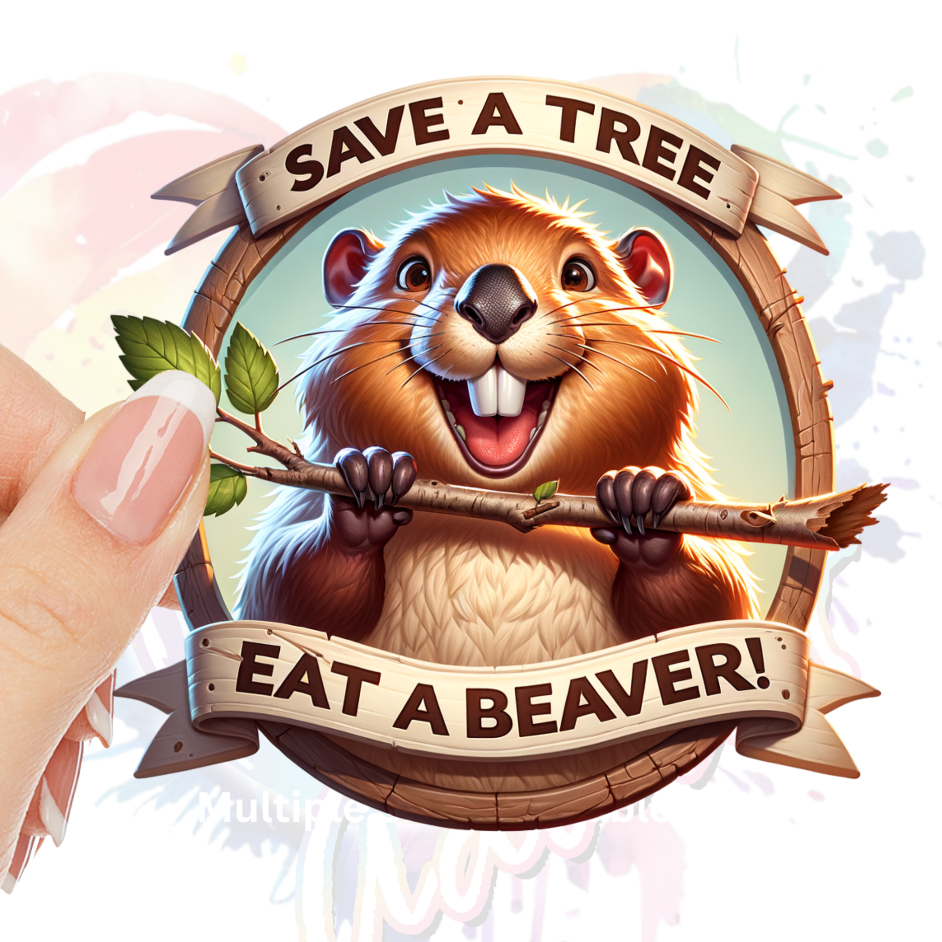 Save a Tree Eat a Beaver UV DTF Decal