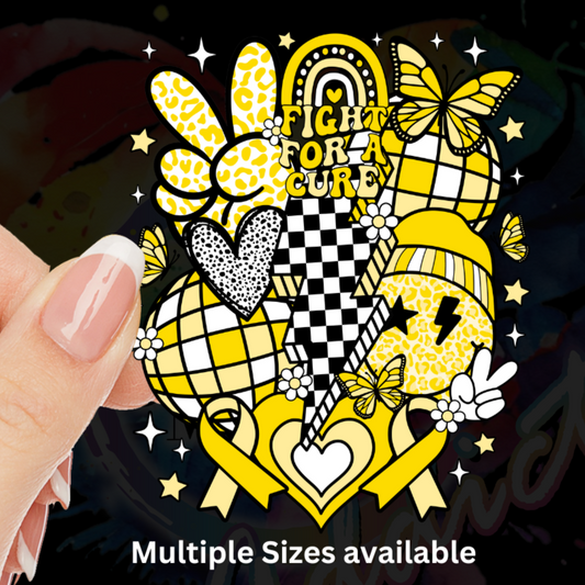 Retro Fight for a cure UV DTF Decal childhood cancer