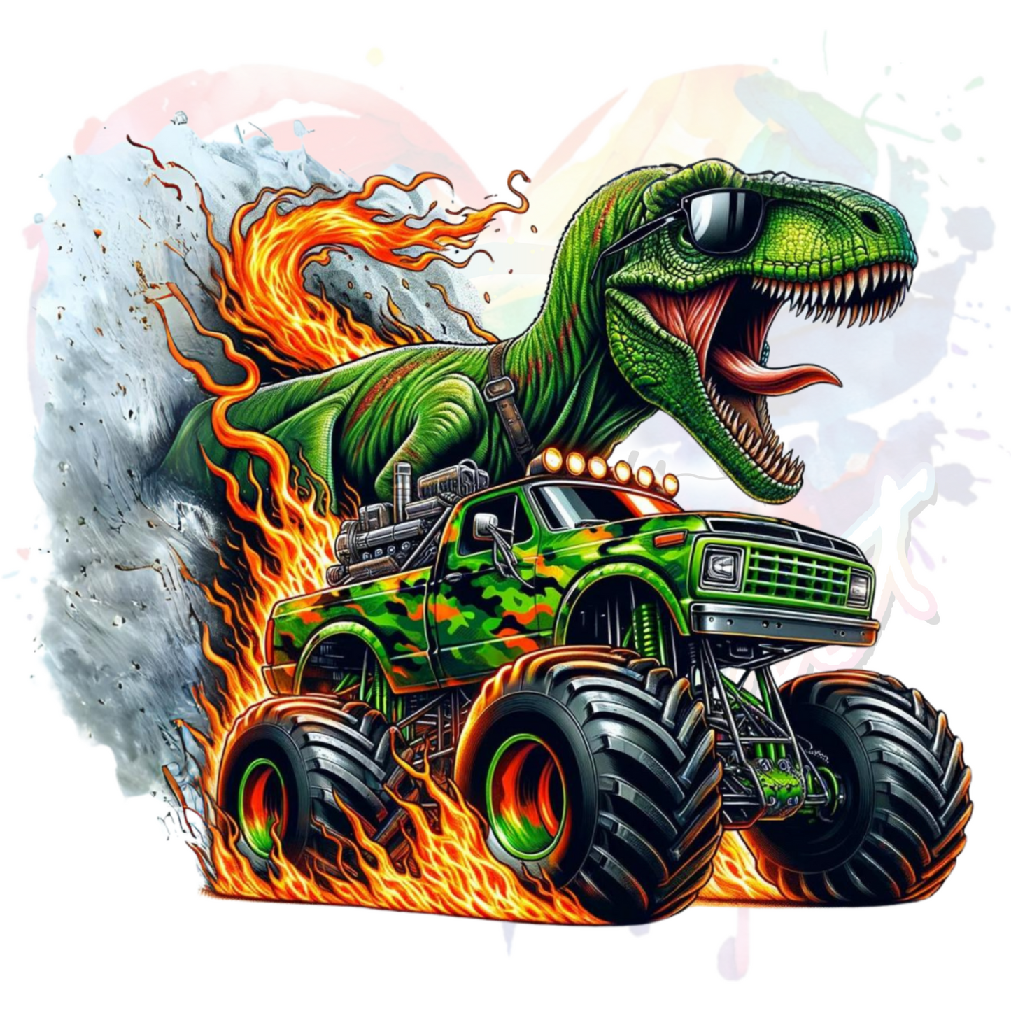 Monster Truck Dino UV DTF Decal