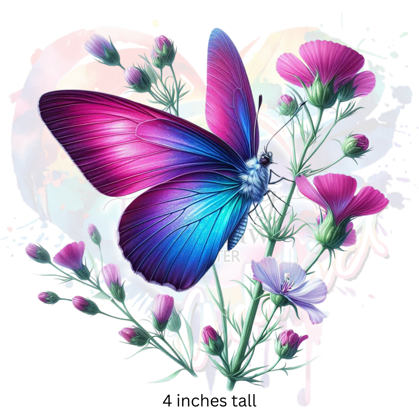 Spring Flower Butterfly UV DTF Decal