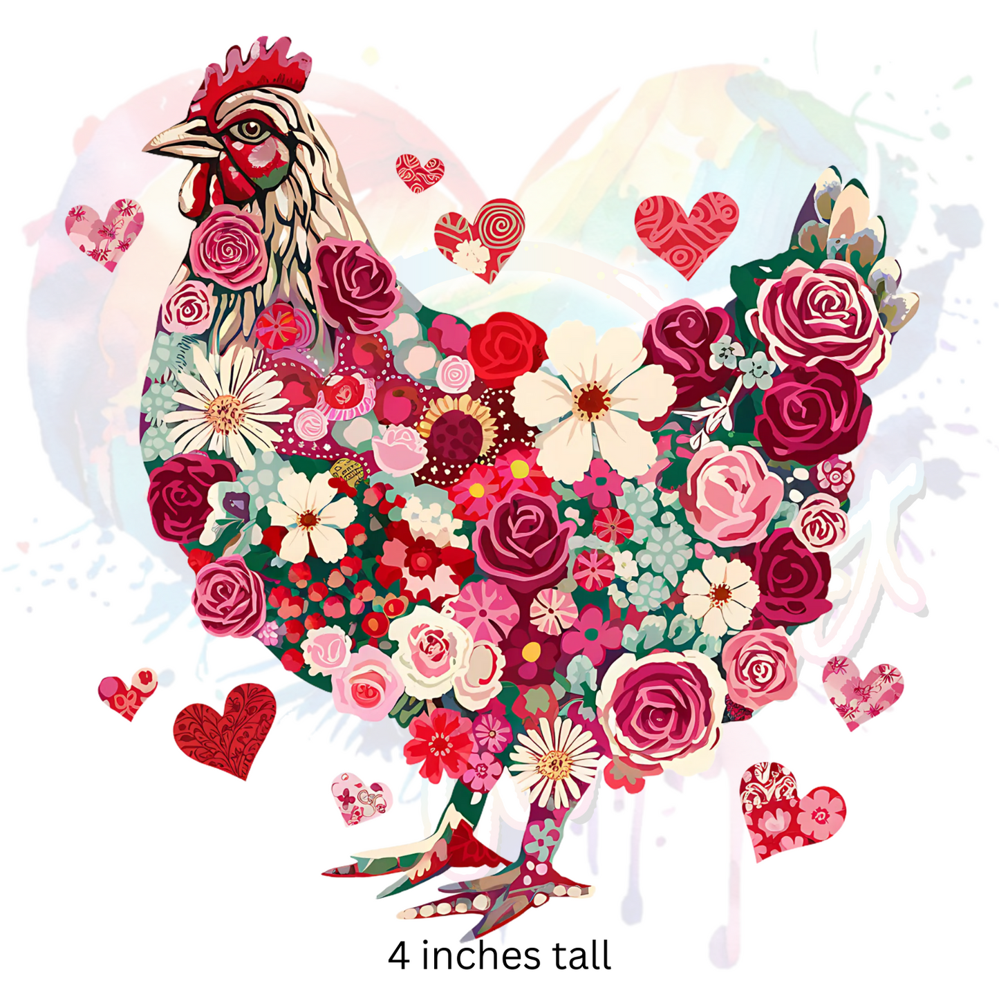 Floral Chicken UV DTF Decal
