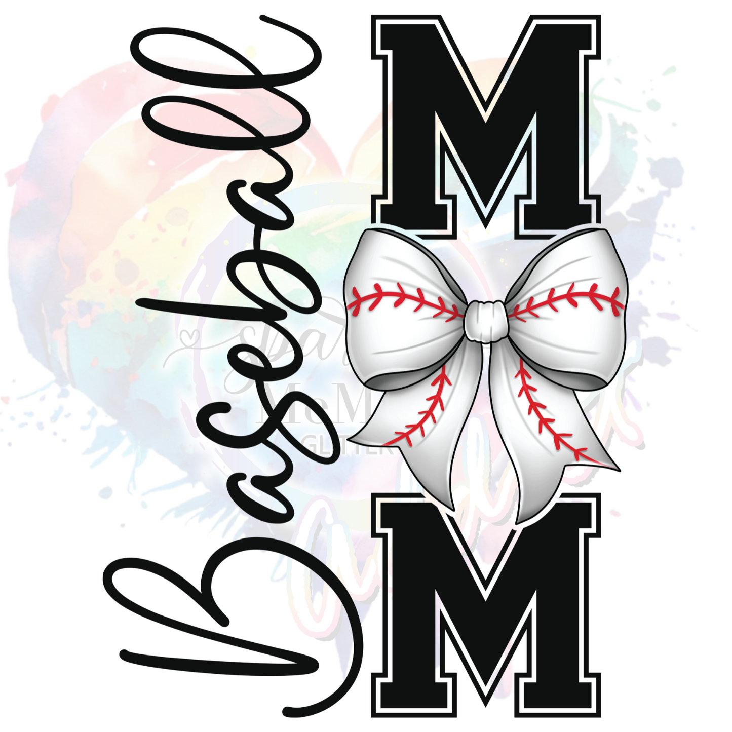 BaseBall Mom Bow B UV DTF Decal