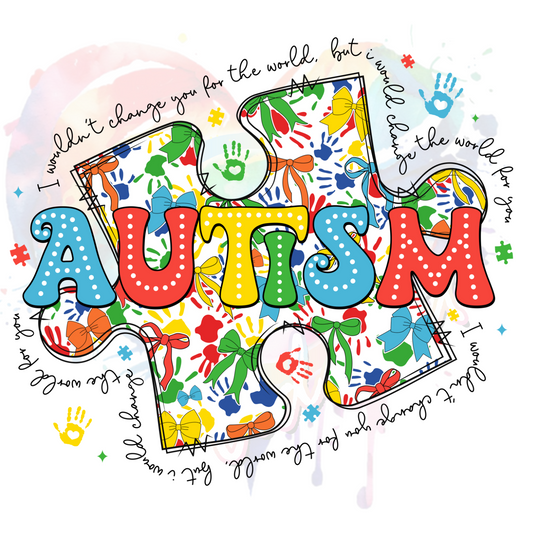 Autism Puzzle Awareness Bow  UV DTF Decal