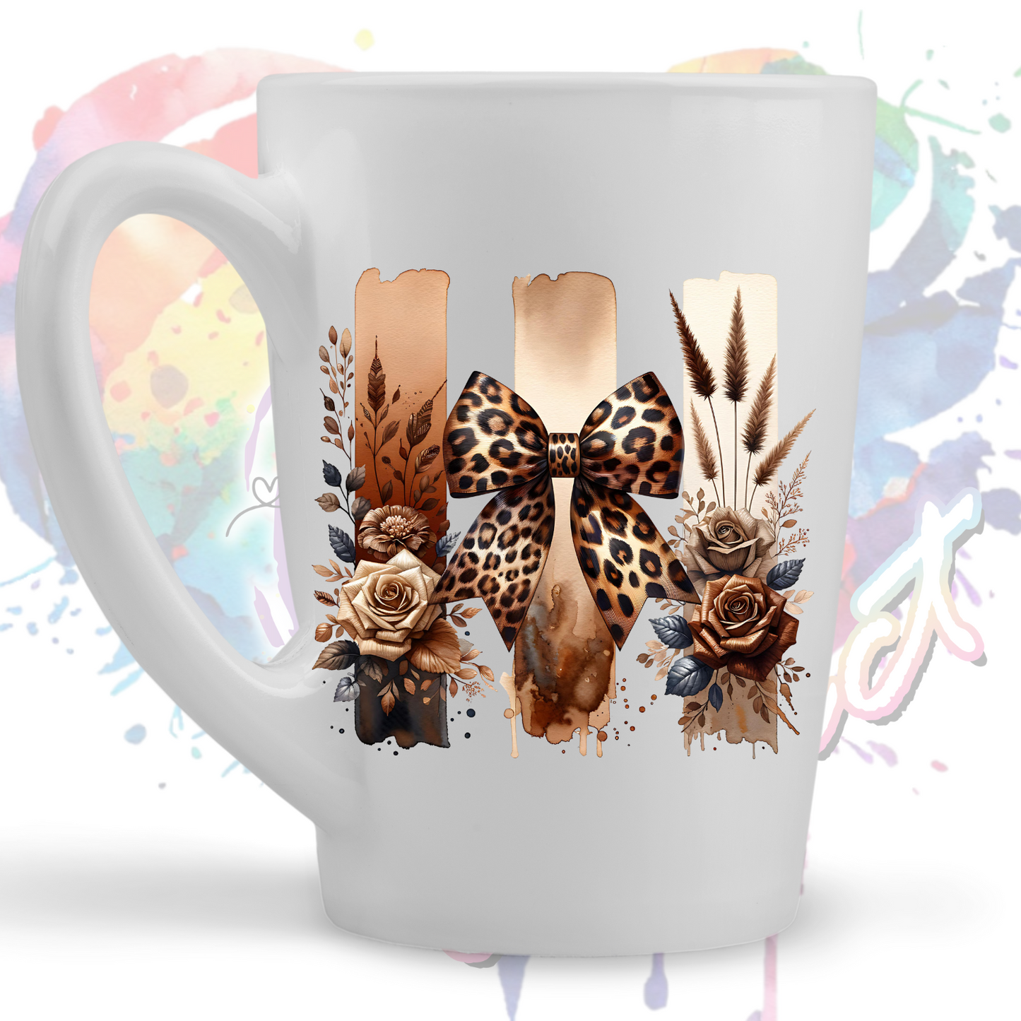 Leopard coquette Bow Brushstrokes UV DTF Decal