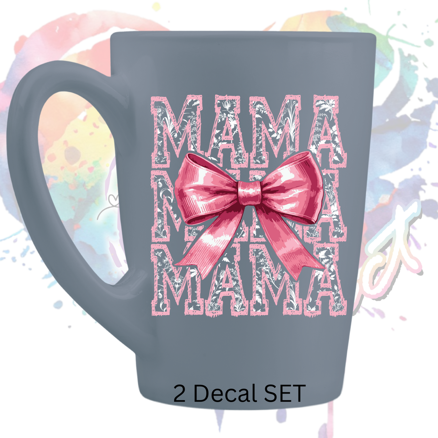 Mama Stacked Toile (2 Decals) UV DTF Decal Set 3.5 inches tall