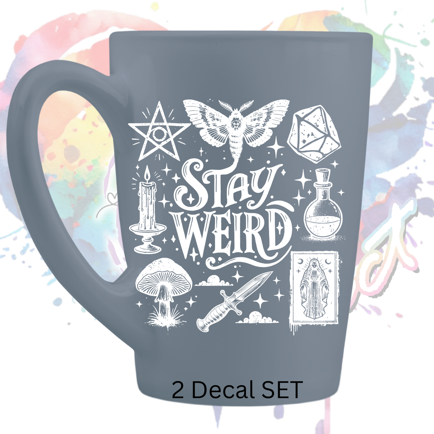 Stay Weird Witchy (2 Decals) UV DTF Decal Set 3.5 inches tall