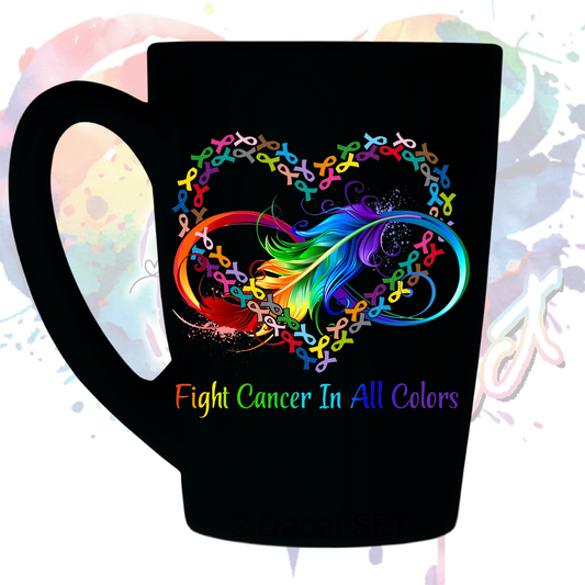 Fight Cancer in all Colors uv dtf decal 3.5 inches tall