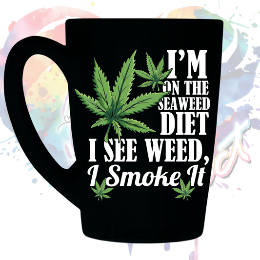 SeaWeed Diet  uv dtf decal 3.5 inches tall
