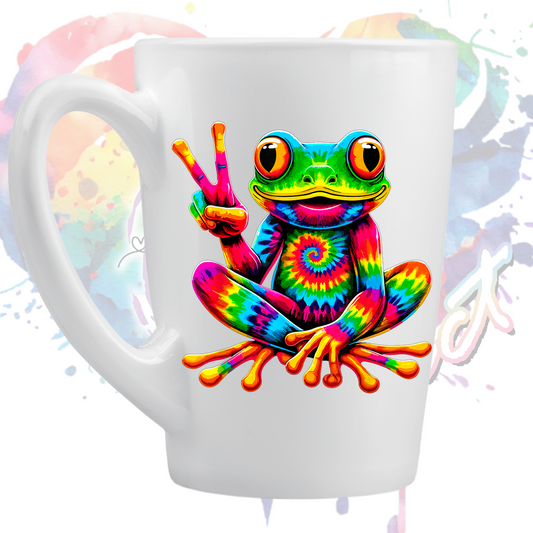 Tye Dye Peace Frog  uv dtf decal 3.5 inches tall