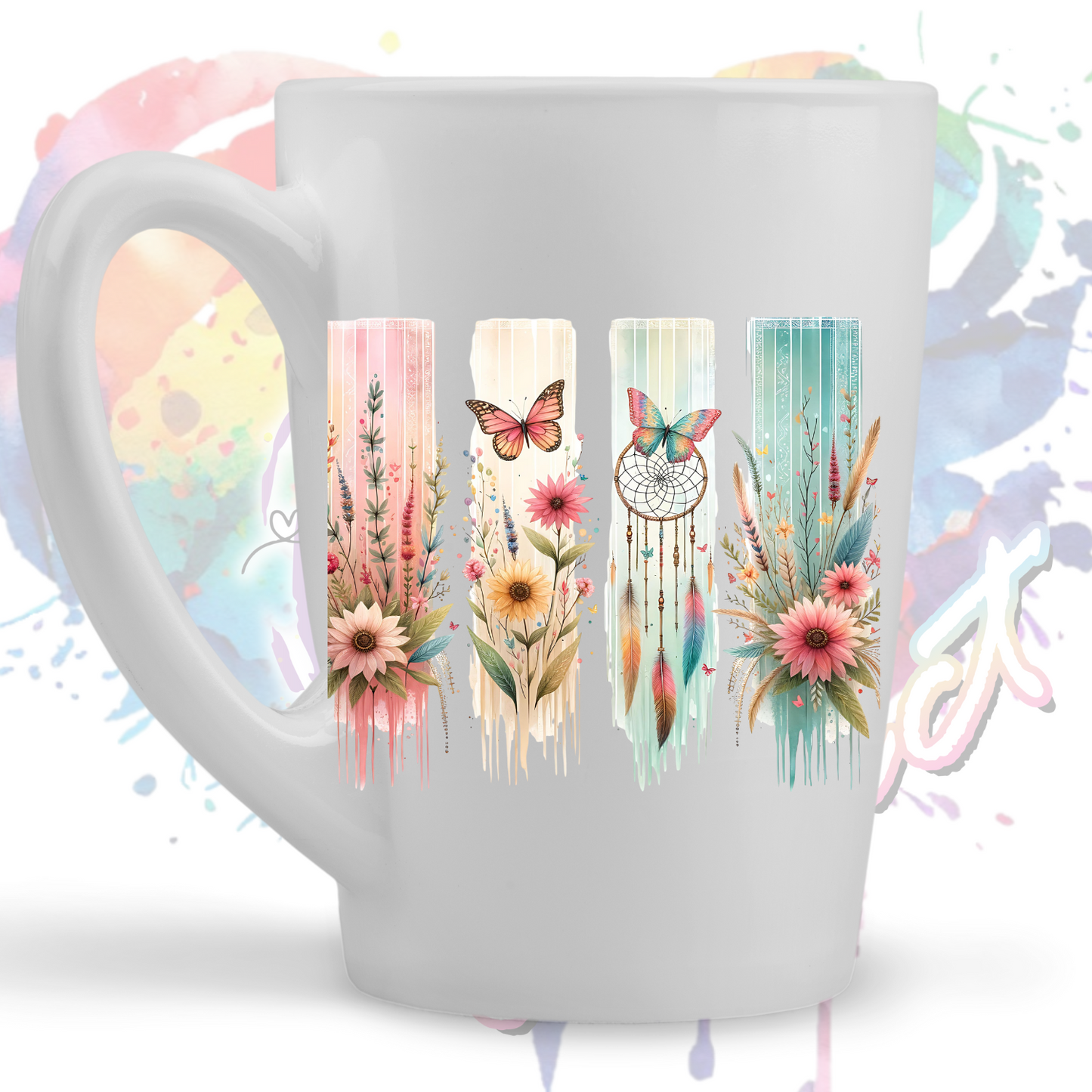 Boho Butterflies Flower  Brushstrokes UV DTF Decal