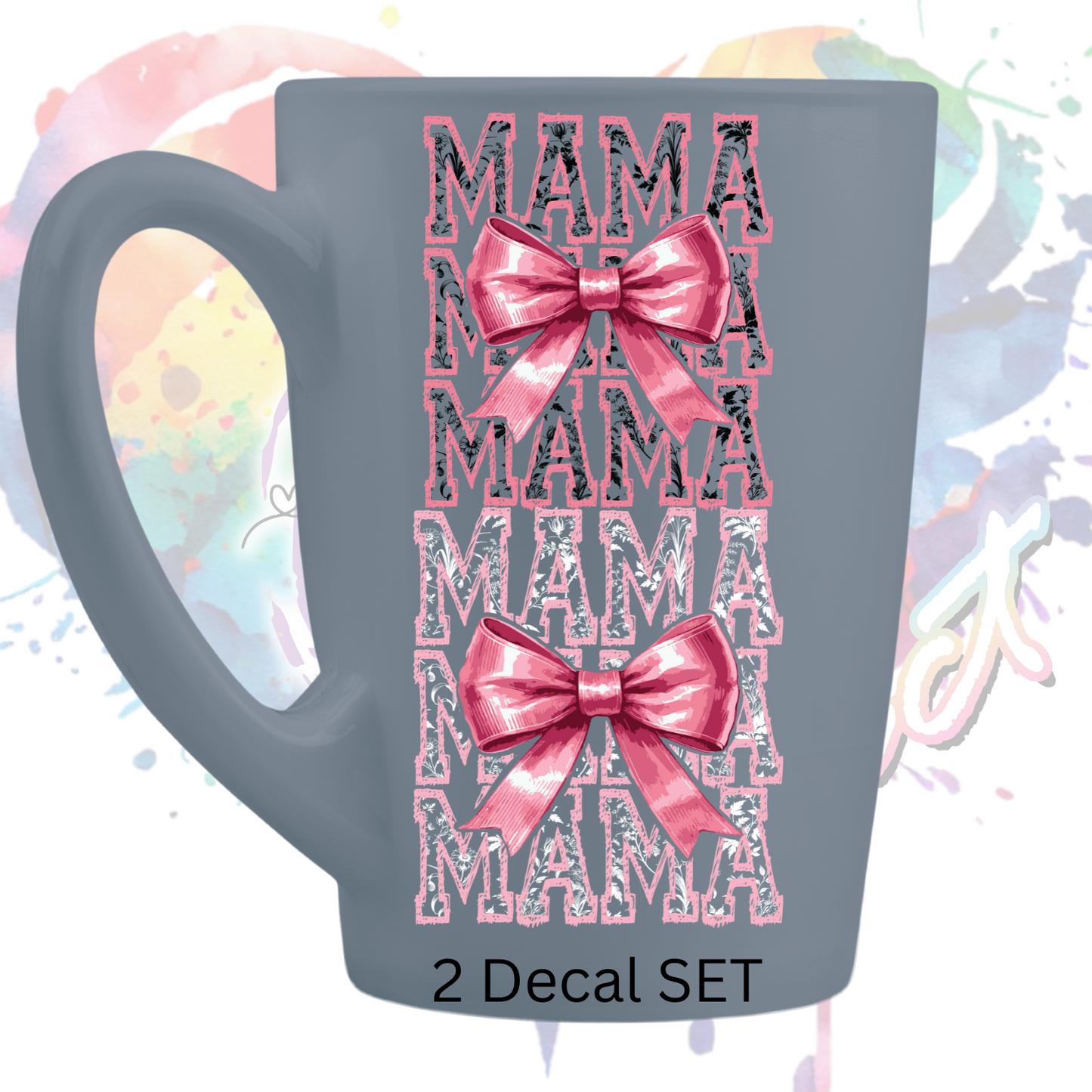 Mama Stacked Toile (2 Decals) UV DTF Decal Set 3.5 inches tall