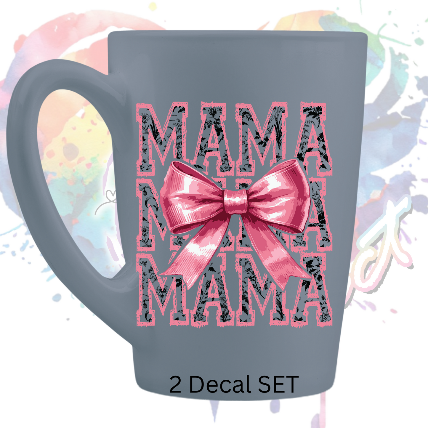 Mama Stacked Toile (2 Decals) UV DTF Decal Set 3.5 inches tall