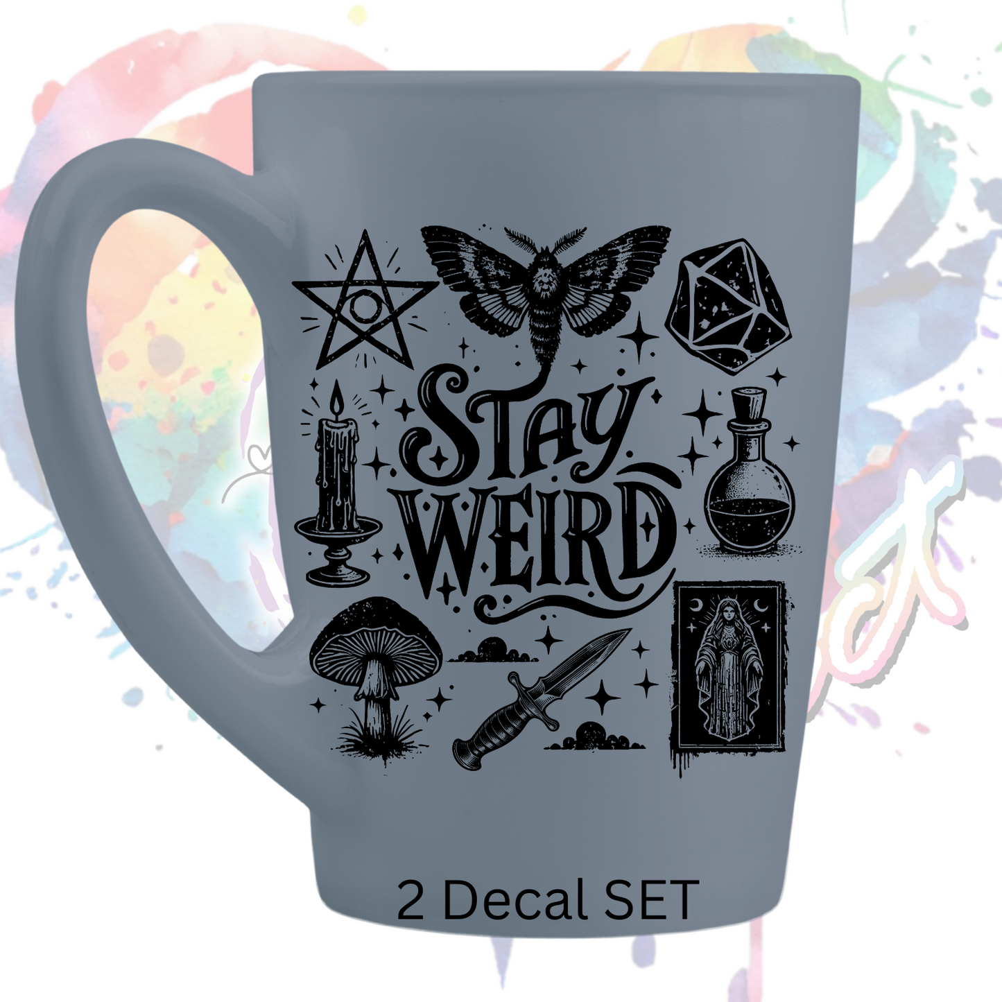 Stay Weird Witchy (2 Decals) UV DTF Decal Set 3.5 inches tall