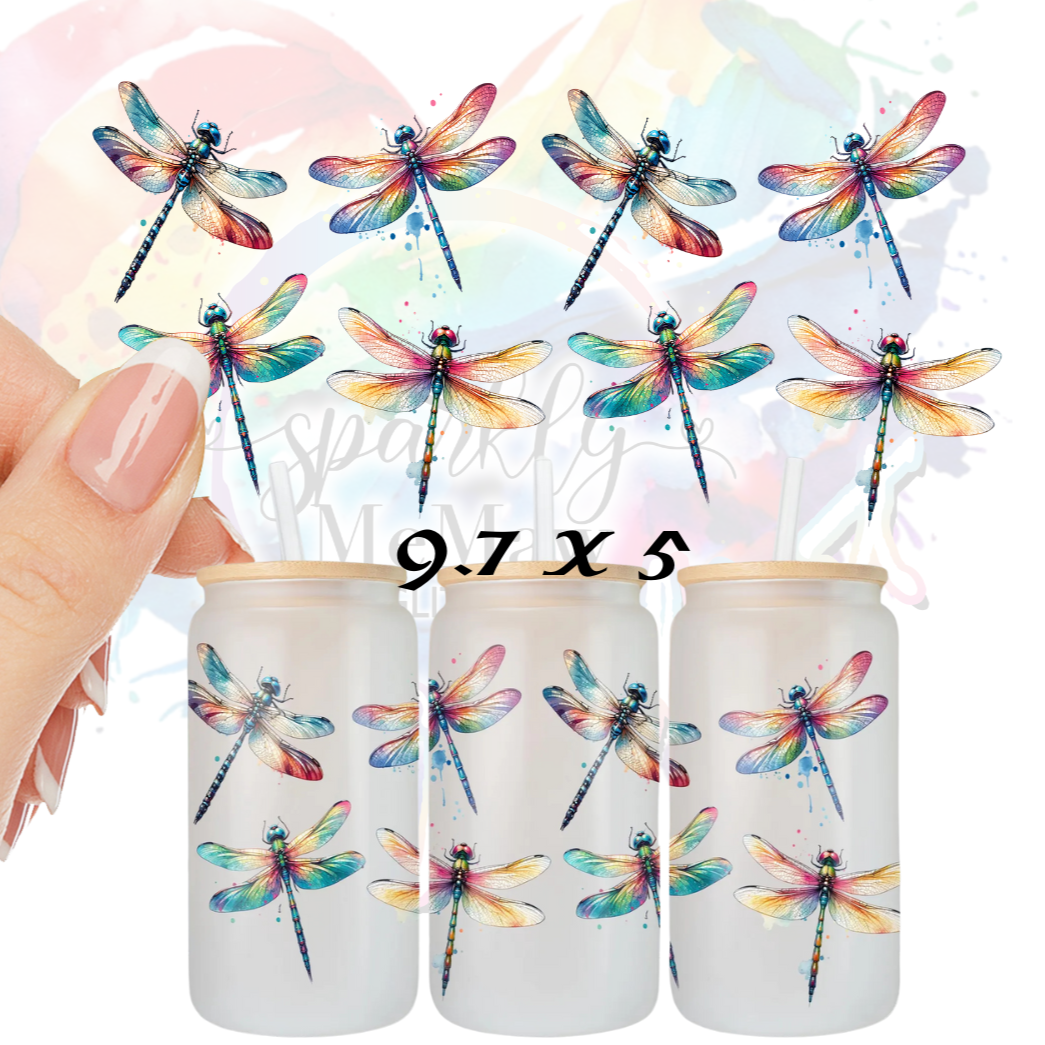 Dragonflies Libbey 1 UV DTF 16 oz Wrap