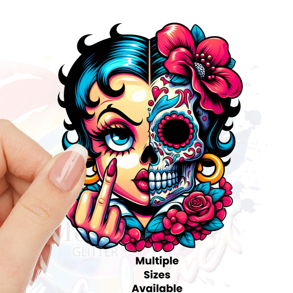 Flipping Half Skull UV DTF Decal