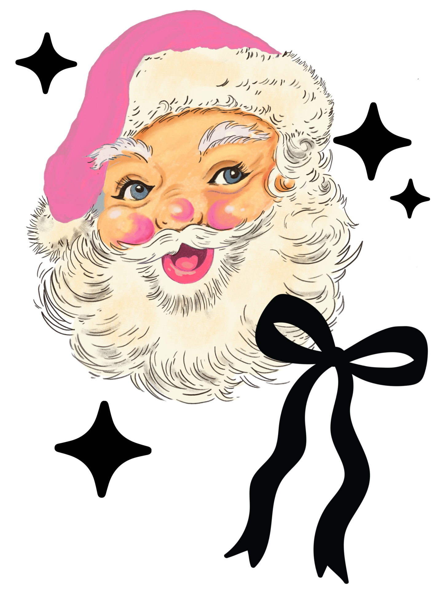 Pink Santa Mama Ready to Press DTF Transfer (Fabrics only)