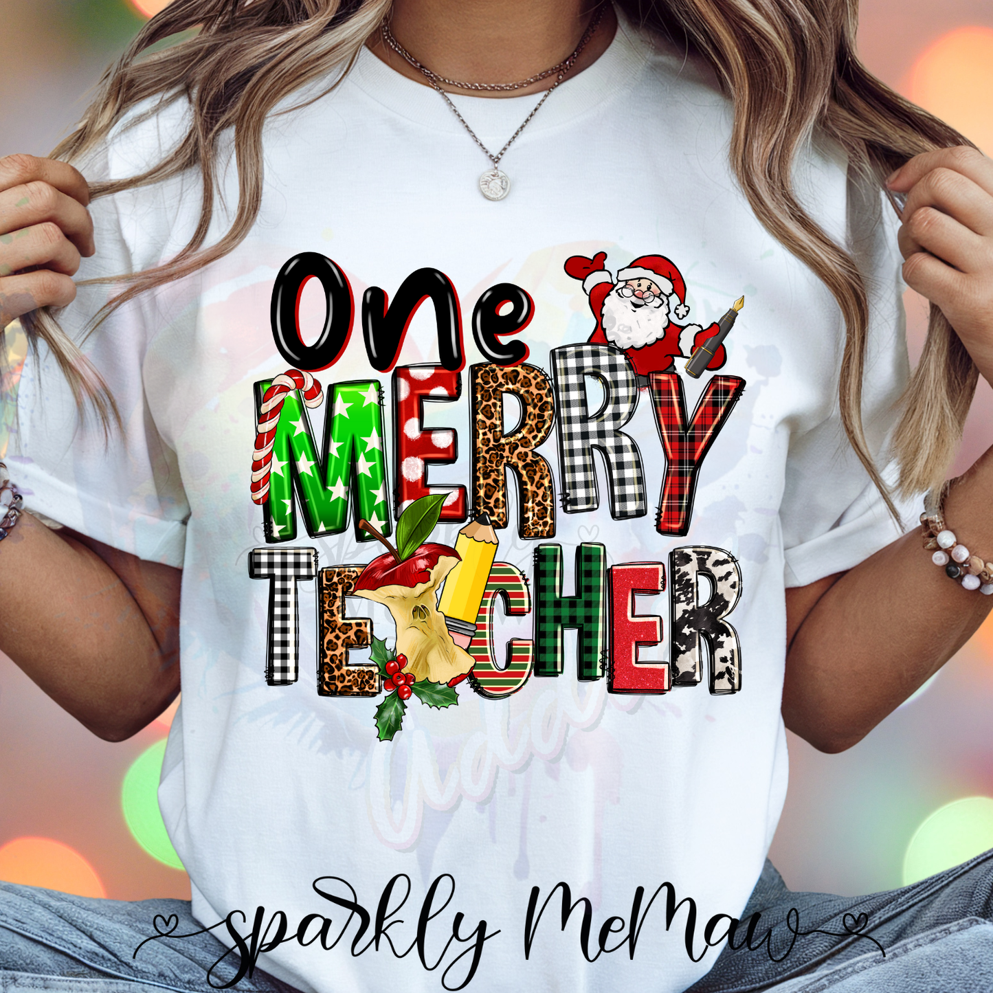 One Merry Teacher Ready to Press DTF Transfer (Fabrics only)