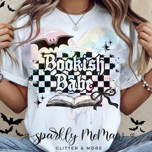Bookish Babe Checkered Ready to Press DTF Transfer (Fabrics only)