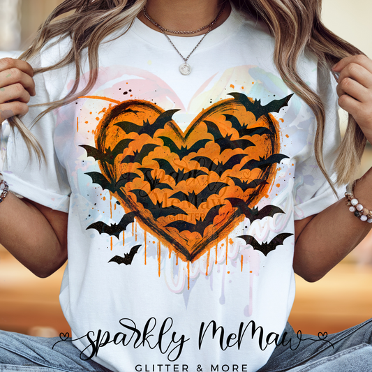 Bat and Hearts Ready to Press DTF Transfer (Fabrics only)