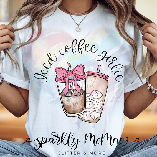 Iced Coffee Girlie  Ready to Press DTF Transfer (Fabrics only)