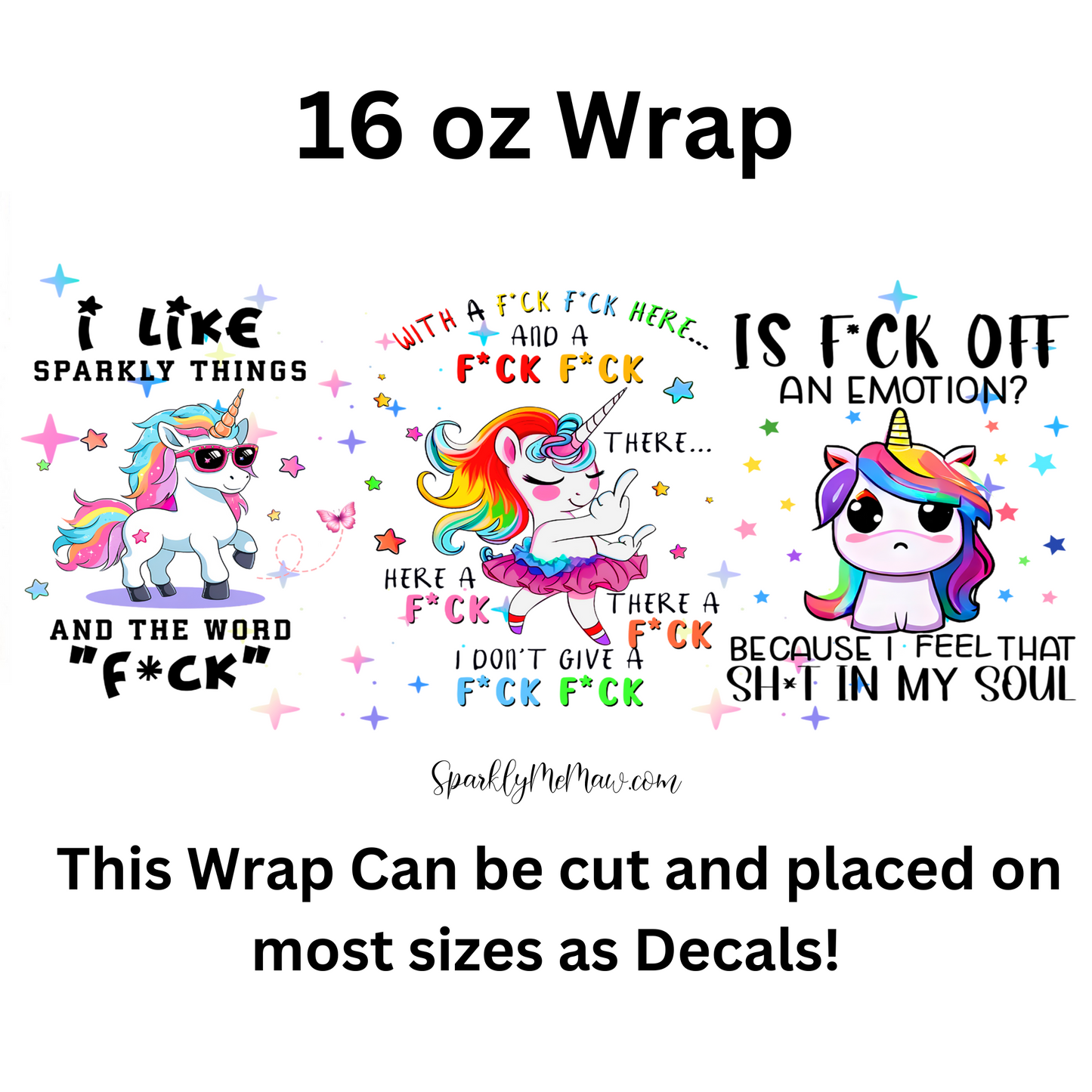 Vulgar Unicorn UV DTF 16 oz Wrap (decal set)