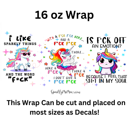 Vulgar Unicorn UV DTF 16 oz Wrap (decal set)