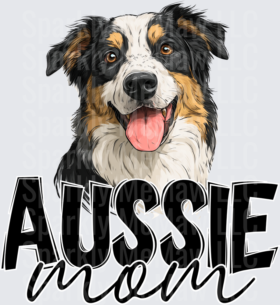 Australian Shepherd Aussie Mom Dog Portrait UV DTF Decal