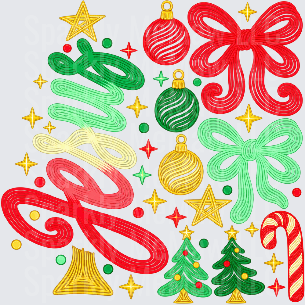 Christmas Holiday Elements Collection - this is a 10 inch cut and stick UV Decal Sheet