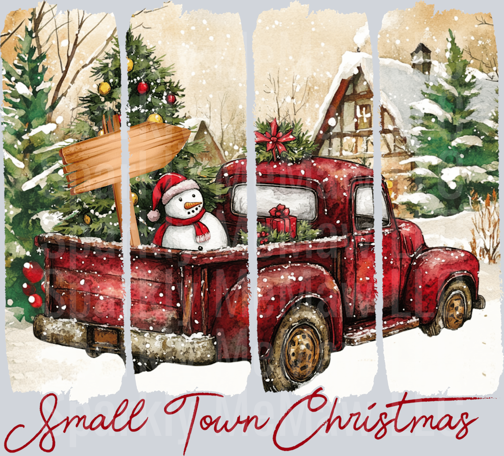 brushstroke small town Christmas DTF Transfer (fabrics only)