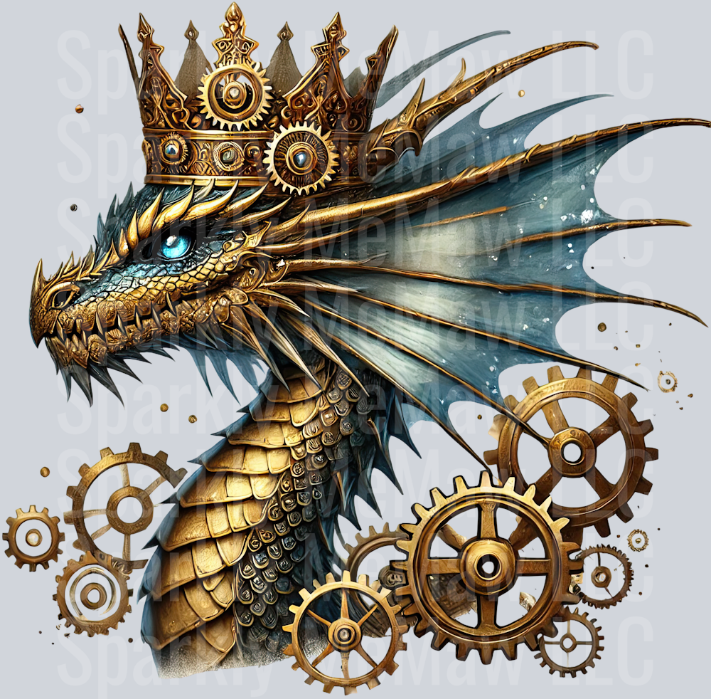 59 Steampunk Dragon UV DTF Clip Art Decal