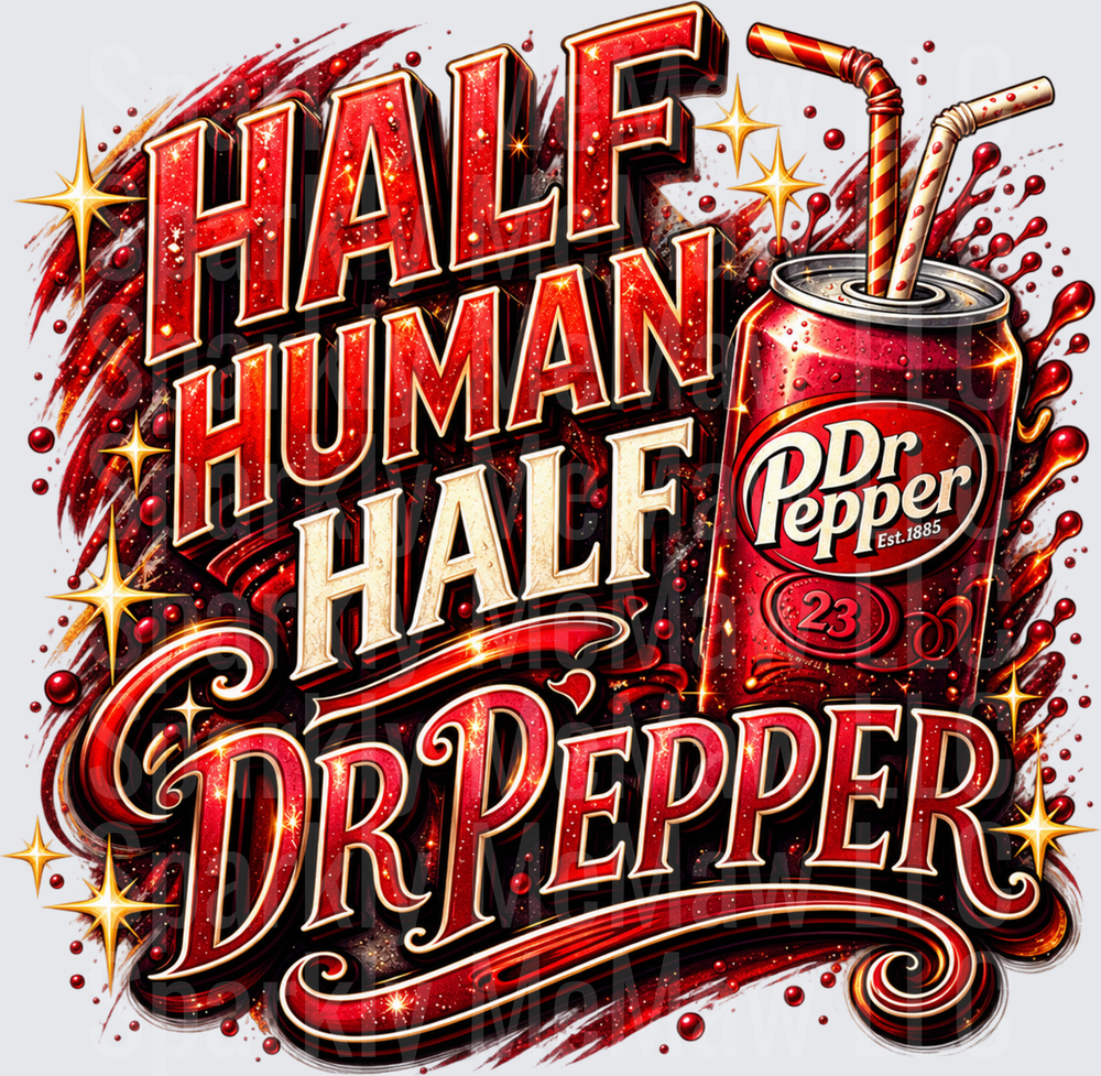 Half Human Half Dr Pepper This is a UV DTF Decal