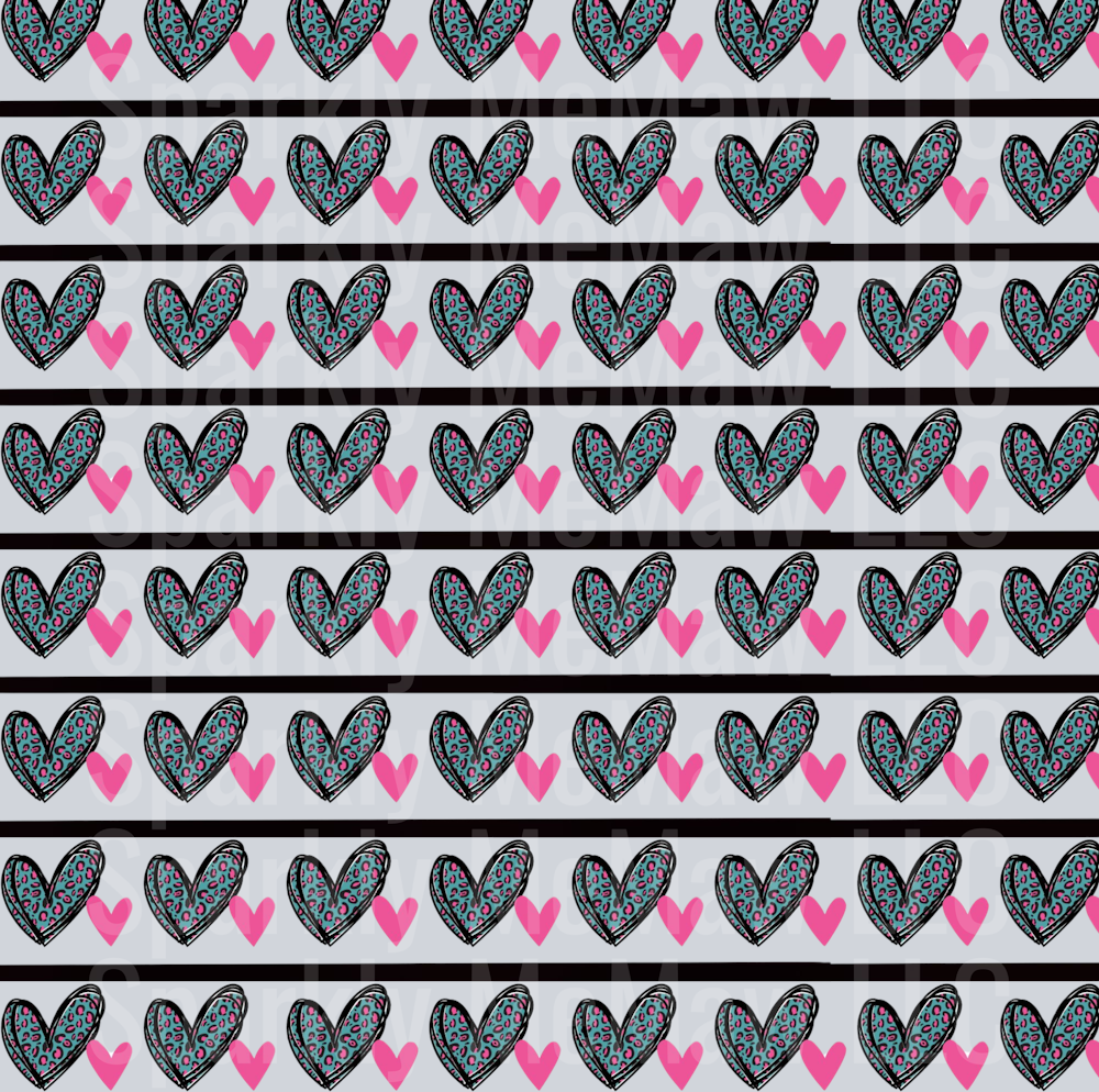 small Blue Leopard Heart 10x10 UV DTF Sheet