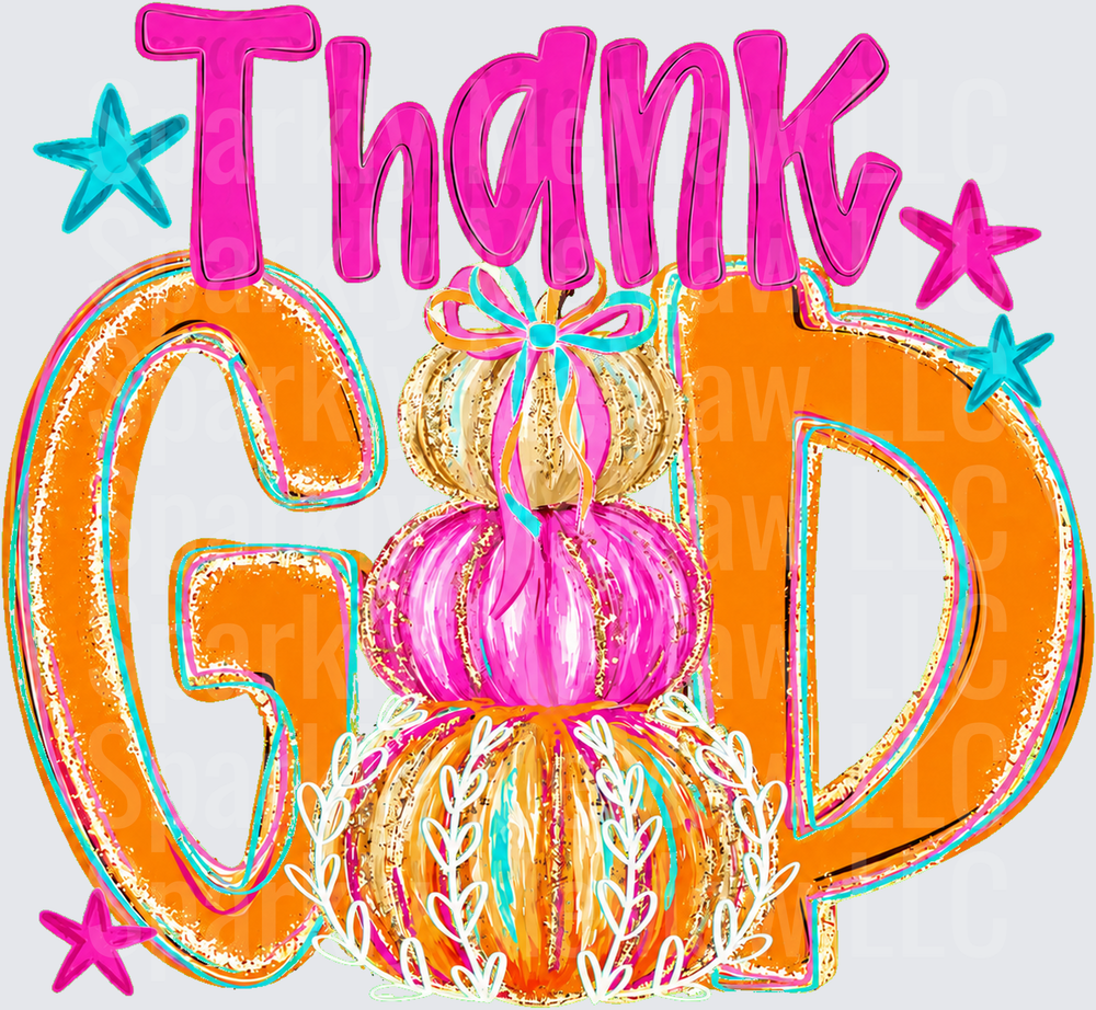 Thank God Stacked Pumpkins UV Decal Decal