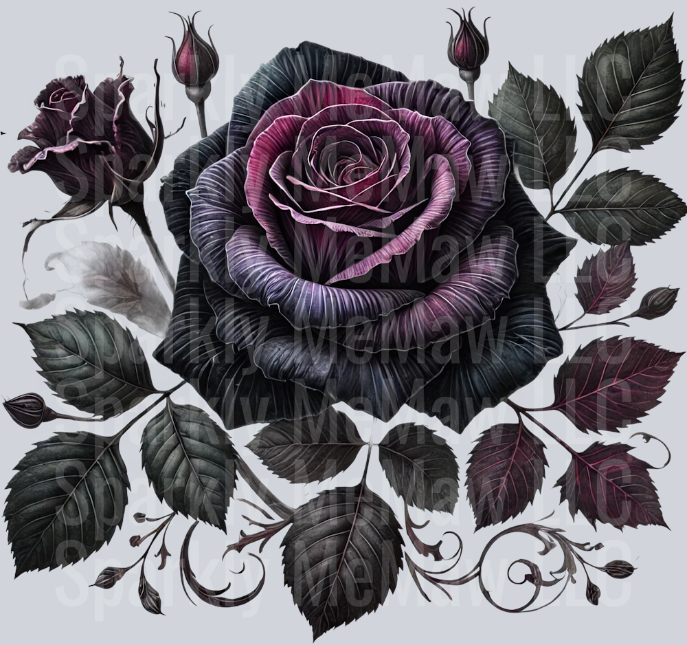 18 Gothic Flowers Clip Art UV DTF Decal