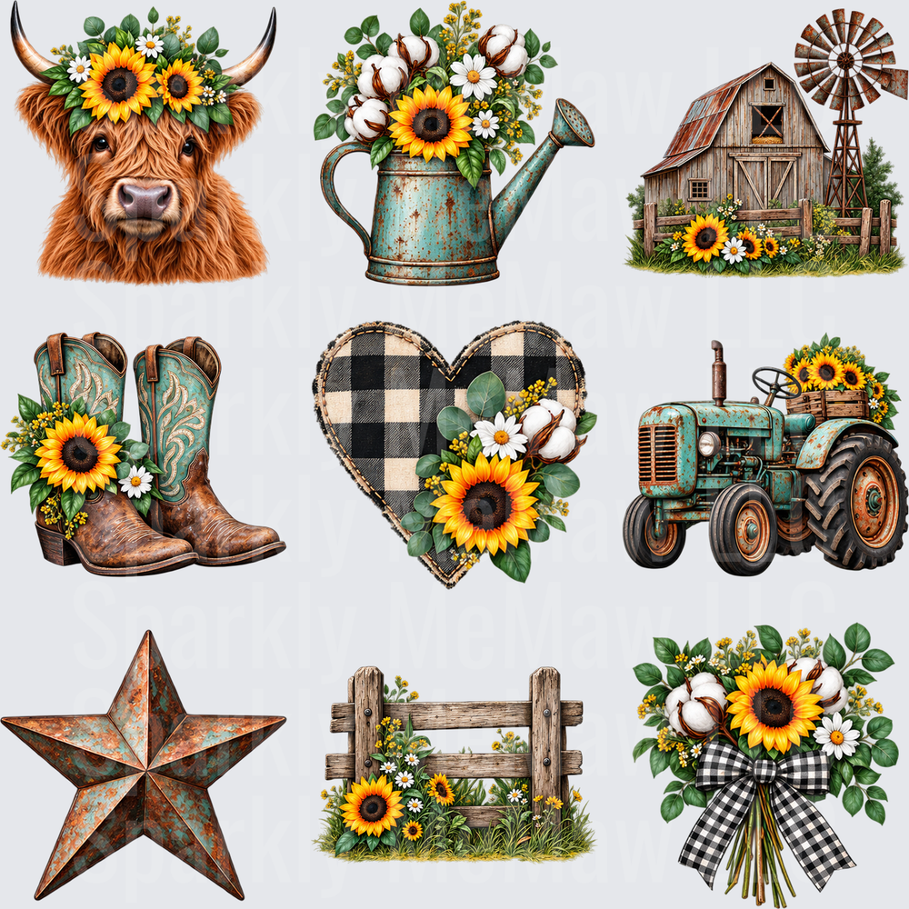 Farmhouse Sunflower Bundle 10x10 Element Sheet