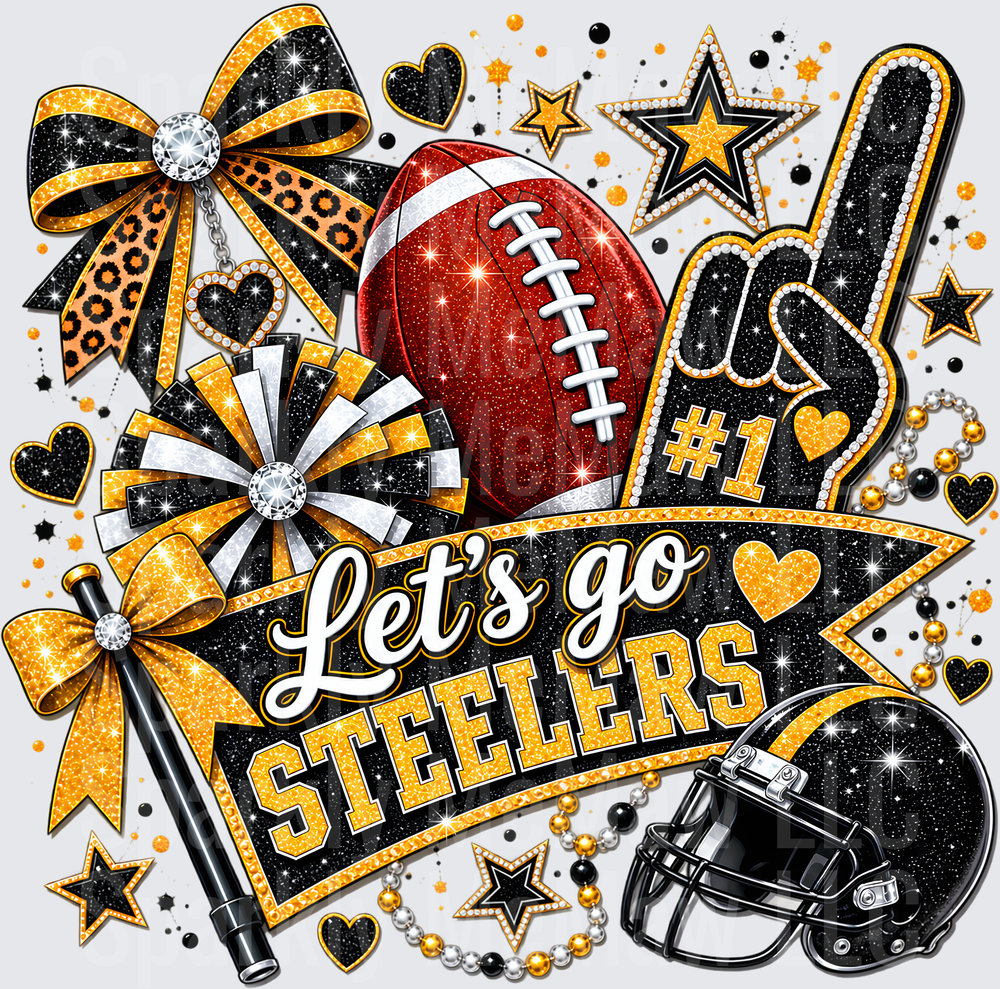 Let's Go Steelers Glitter Fan UV DTF Decal