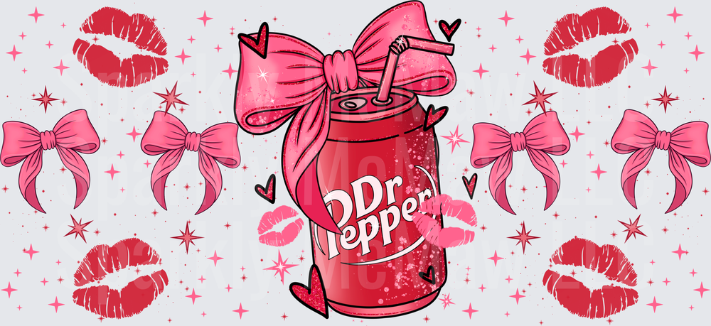 Dr Pepper Coquette Bow this is a UV DTF 16 OZ Wrap