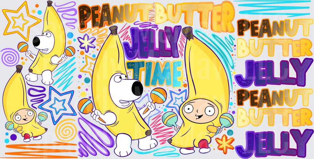 Brian & Stewie Peanut Butter Jelly Time is a UV DTF 16 OZ Wrap