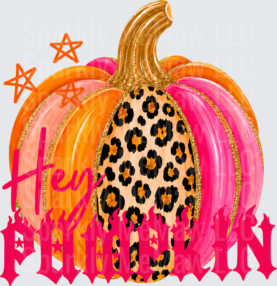 Hey Pumpkin Leopard Print UV DTF Decal