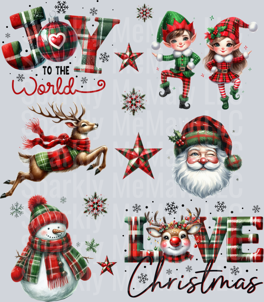 Green and Red Checkered Christmas UV DTF Element Sheet