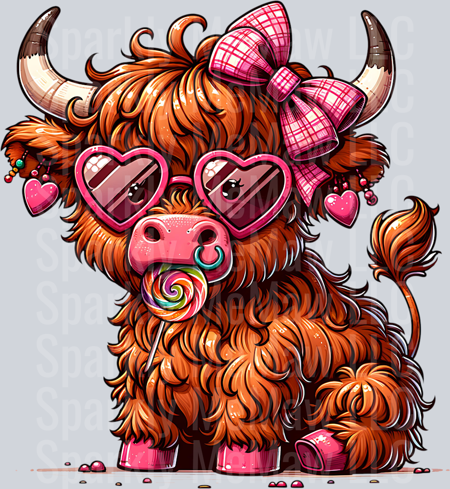 Cute Highland Cow Valentine DTF Transfer