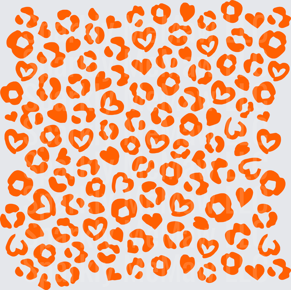 Orange Leopard Heart Print Pattern 10x10 inch sheet