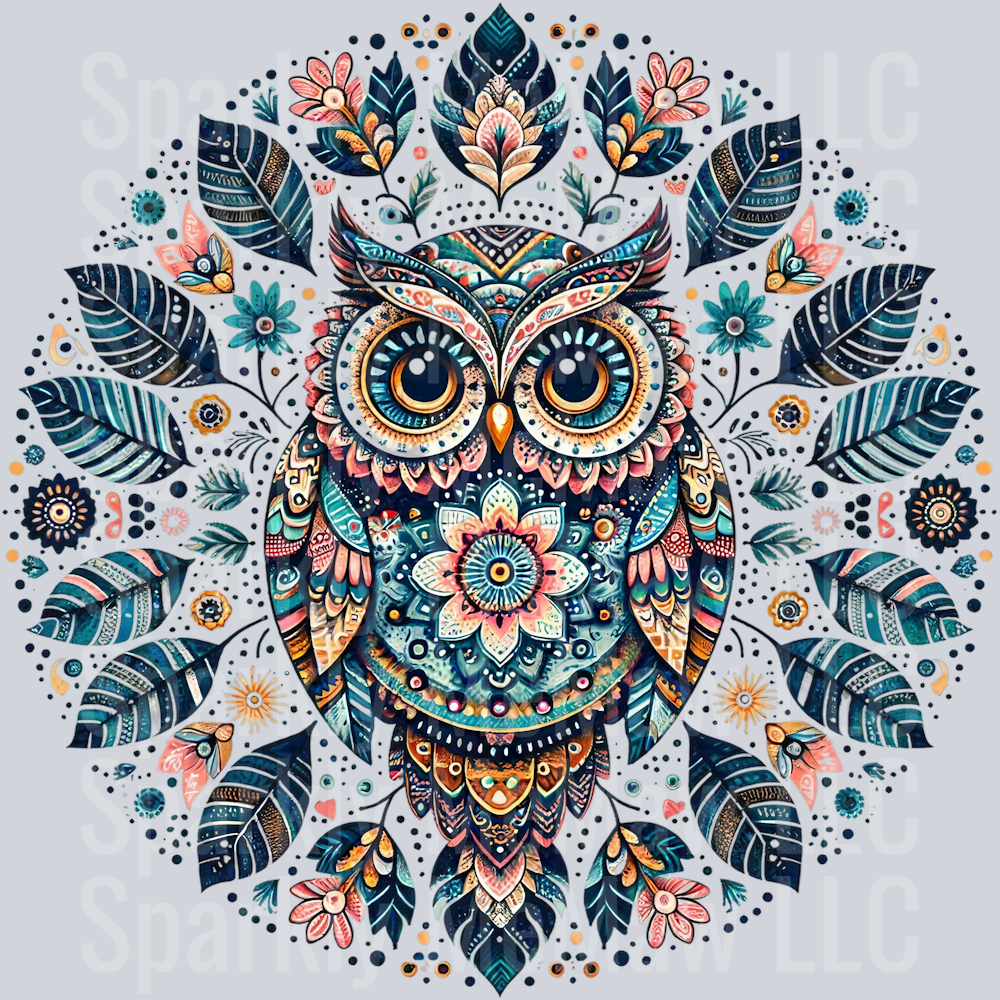 owl mandala 7 Clip Art Decal