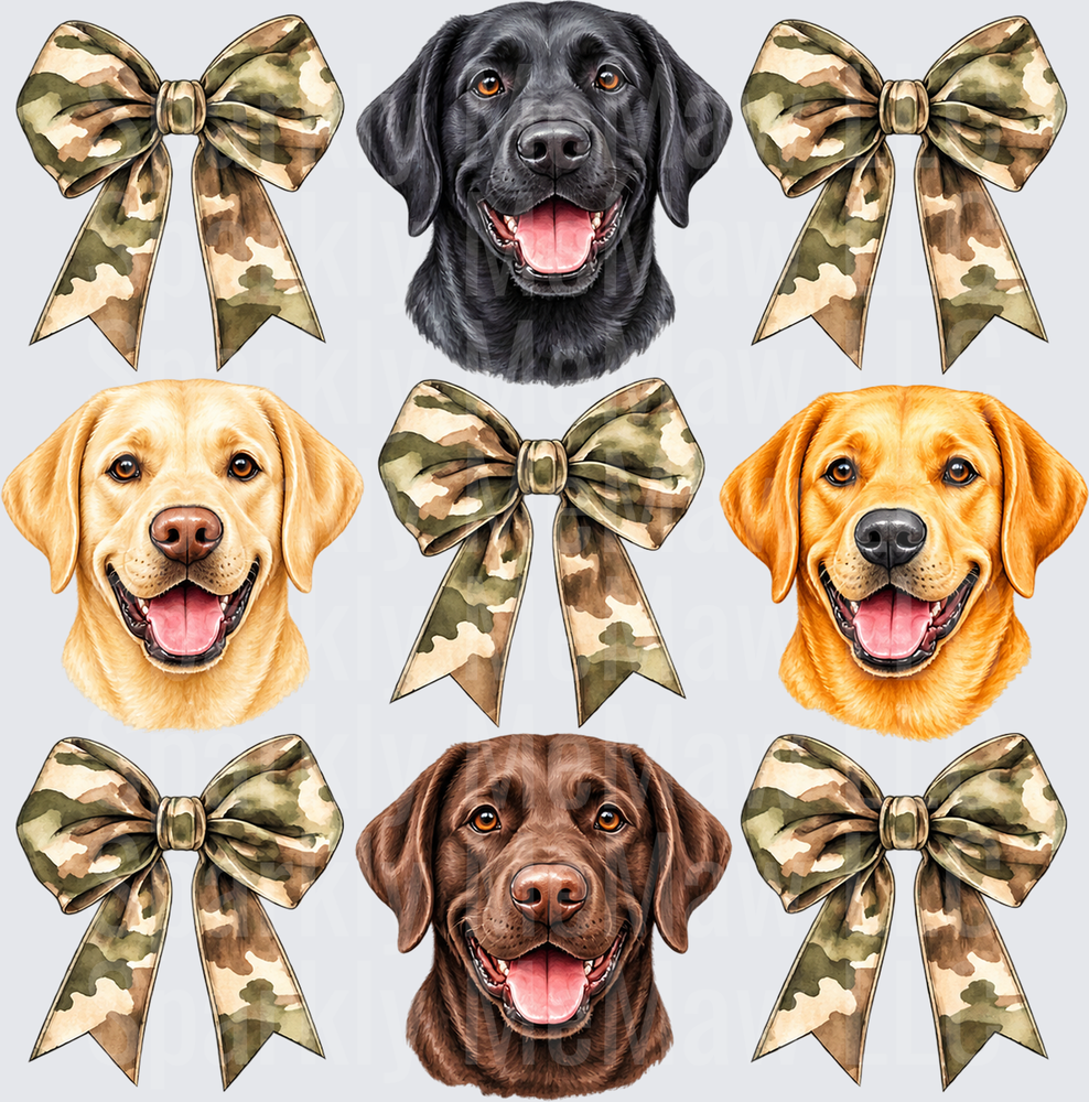 Black Yellow Chocolate Lab Camo Bows UV Decal Decal