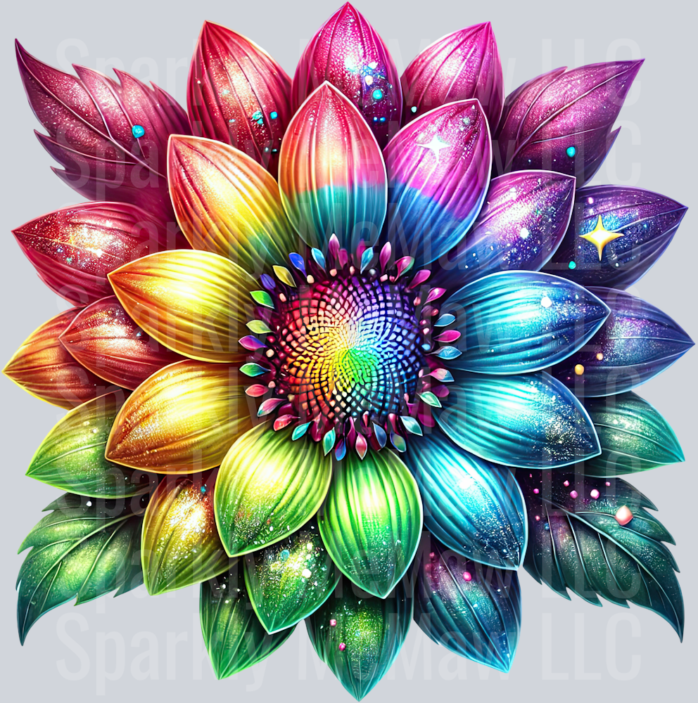 19 Rainbow Sunflower UV DTF Clip Art Decal