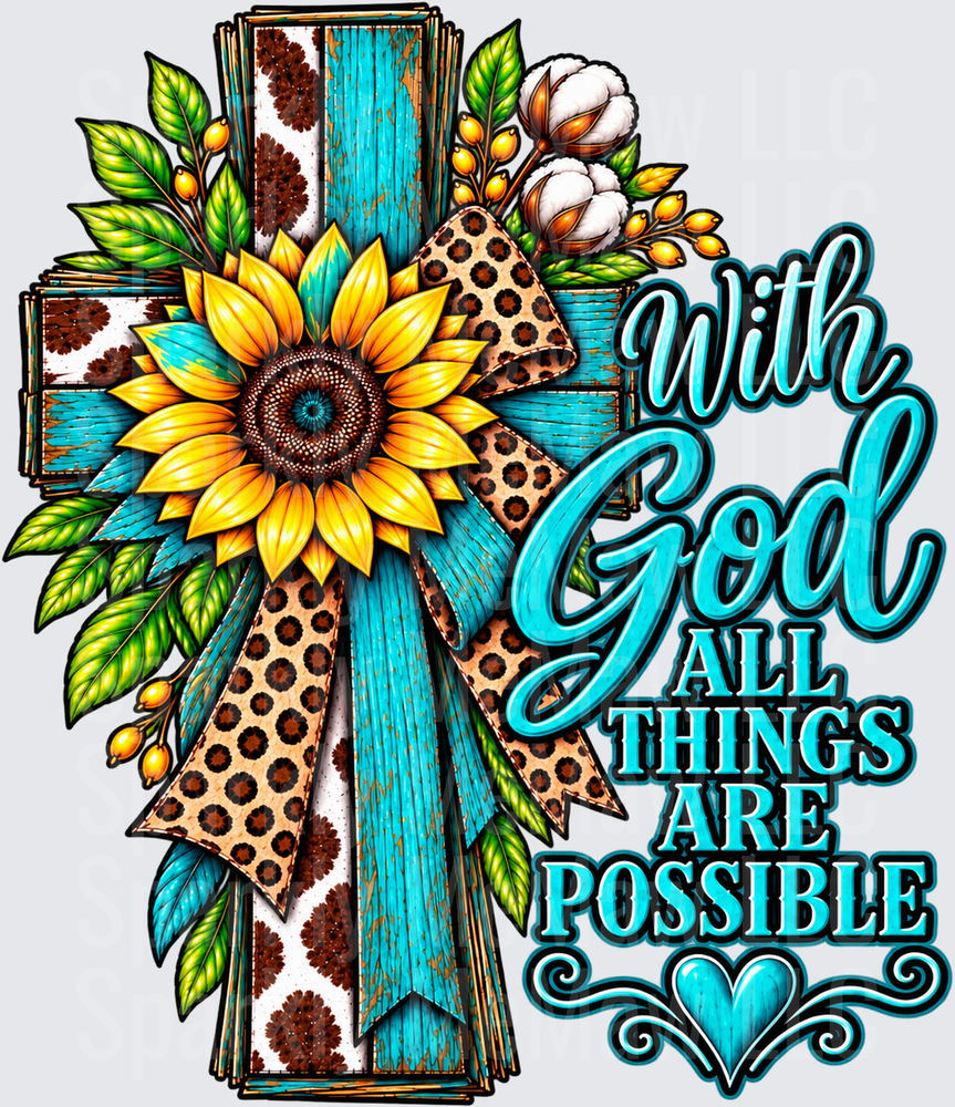 Sunflower Cross With God UV DTF Decal