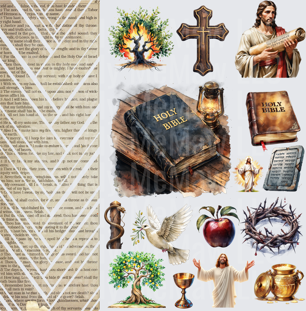 Christian Faith Biblical Symbols Sheet 10x10 Inch Sheet