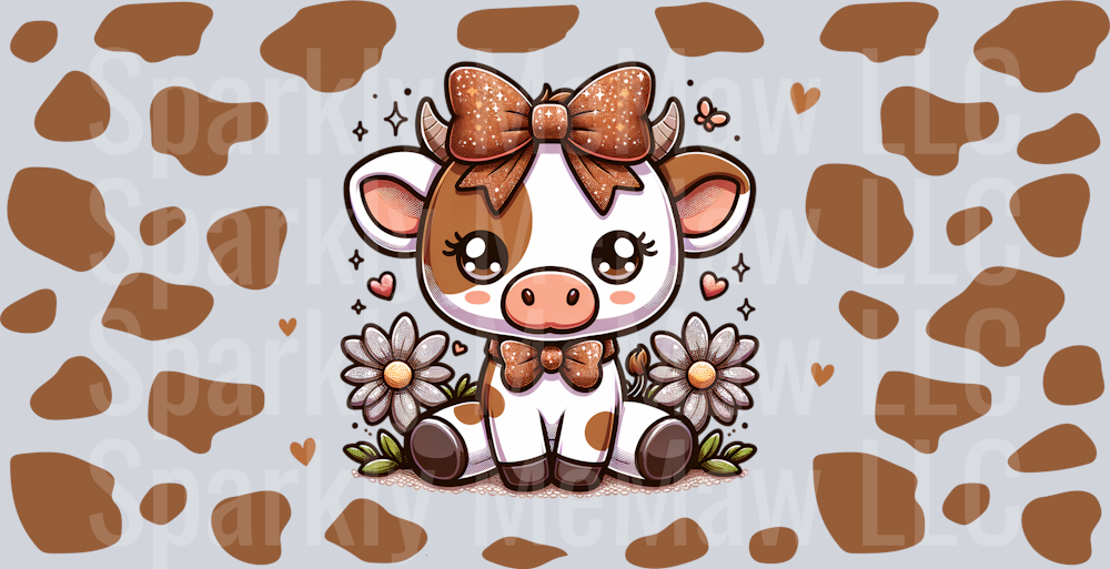 Brown Cow Pattern UV DTF 16 oz Wrap
