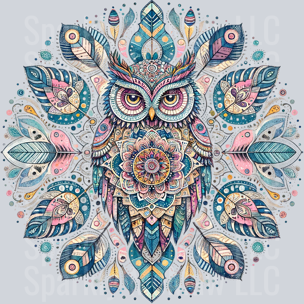 owl mandala 2 Clip Art Decal