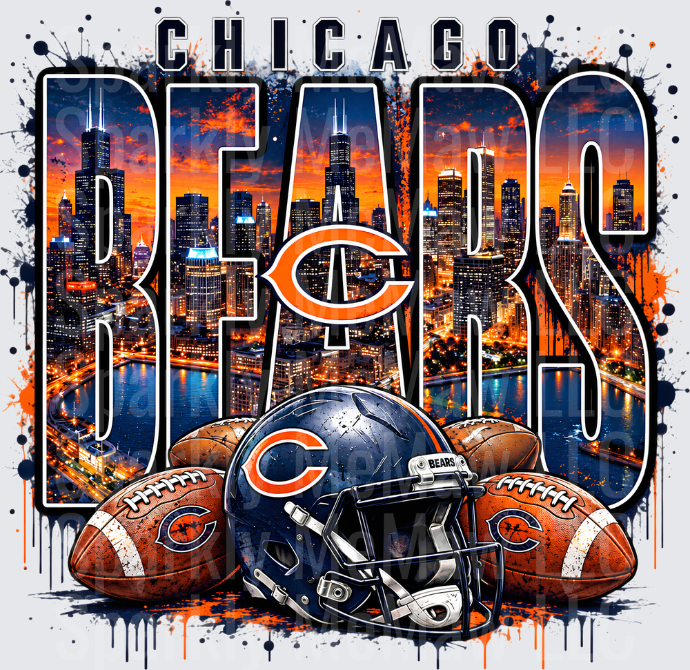 Chicago Bears Skyline Helmet UV DTF Decal
